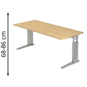 Schreibtisch Hammerbacher U-Serie, ahorn / silber