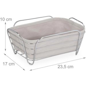 Produktbild für Brotkorb Relaxdays 10031044, aus Eisen verchromt / Stoff