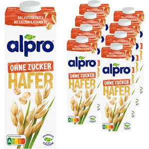 alpro Haferdrink ohne Zucker, je 1 Liter, 8 Stück