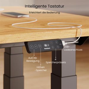 Produktbild für Schreibtisch FlexiSpot E7B Plus, ahorn / schwarz