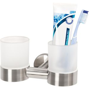 Produktbild für Zahnputzbecher Bremermann PIAZZA Doppel-Glasbecherhalter