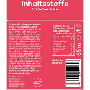 Produktbild für Sirup JUIZY-WOW Strawberry Ice, zuckerfrei