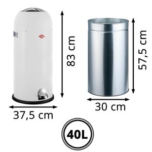 Produktbild für Mülleimer Wesco Kickmaster Maxi, weiß matt