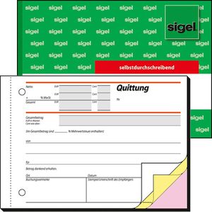 Quittungsblock Sigel SD023, fälschungssicher, MwSt. separat