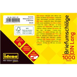 Produktbild für Briefumschläge Idena 10221 weiß, DIN lang