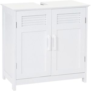 Mendler Waschbeckenunterschrank HWC-A85, 60372, stehend, matt weiß, mit 2 Türen, (B/H/T) 60 x 60 x 30 cm