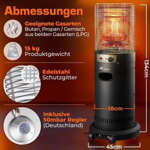 Produktbild für Heizstrahler Tresko TKTHF-001, schwarz, outdoor