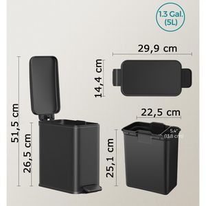 Produktbild für Mülleimer Songmics LTB560B05, schwarz