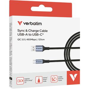 Produktbild für Ladekabel Verbatim Sync &amp; Charge, schwarz, 1,2m