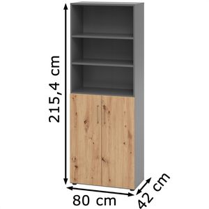 Produktbild für Kombischrank Hammerbacher Serie 9 Advanced, asteiche / graphit