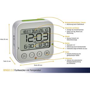 Produktbild für Wecker TFA 60.2550.02 Bingo 2.0 weiß, digital