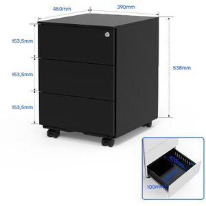 Produktbild für Rollcontainer FlexiSpot RC2B, aus Metall, schwarz