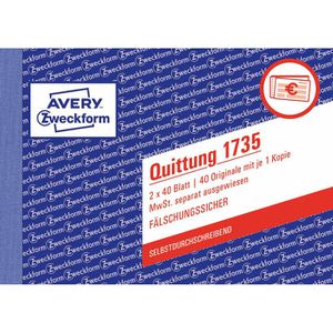 Produktbild für Quittungsblock Zweckform 1735, fälschungssicher, MwSt. separat