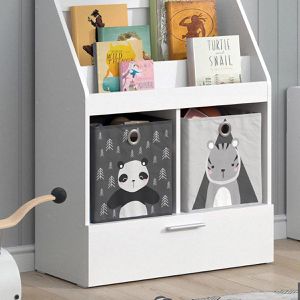 Produktbild für Bücherregal Vicco Luigi, weiß, mit 2 Faltboxen