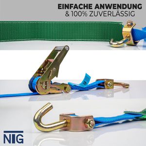 Produktbild für Spanngurt NTG für Autotransporte, mit Wirbelhaken und Ratsche