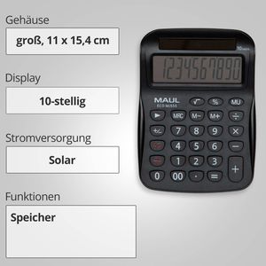 Produktbild für Taschenrechner Maul ECO MJ 555, Recycling, schwarz