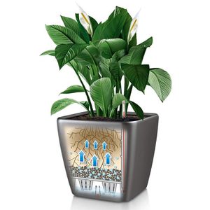 Produktbild für Übertopf Lechuza QUADRO LS 21, rot hochglanz, 23 x 21 x 23 cm