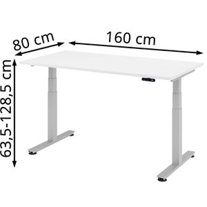 Produktbild für Schreibtisch Hammerbacher XDSM 16, weiß / silber