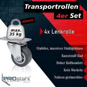 Produktbild für Möbelrolle PRIOstahl mit Anschraubplatte, 4 Stück