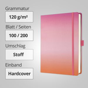 Produktbild für Notizbuch Sigel Jolie Gradient Sunset, JB103, Stoff Hardcover