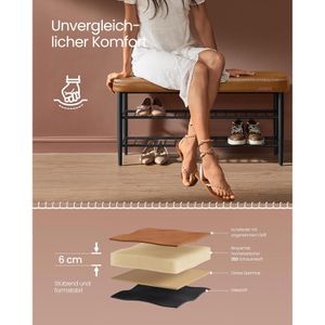 Produktbild für Schuhbank Vasagle EKHO, schwarz / braun, aus Metall