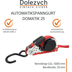 Produktbild für Spanngurt Dolezych DoMatik 25, rot, mit S-Haken &amp; Ratsche