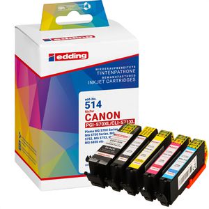 Produktbild für Tinte Edding EDD-514 für Canon PGI-570PGBK XL + CLI-571 XL