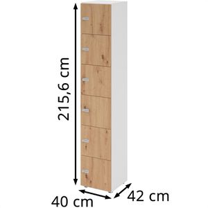 Produktbild für Schließfachschrank Hammerbacher 264l6, eiche/weiß