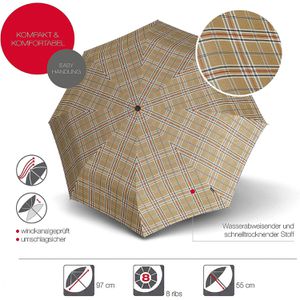 Produktbild für Regenschirm Knirps T.200 M Duomatic, check beige, sturmfest
