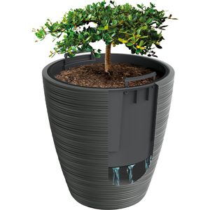 Produktbild für Übertopf Prosperplast Vena Round, dunkelgrau, Ø 30 x 30 cm