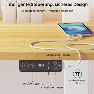Produktbild für Schreibtischgestell FlexiSpot E7W 2026, weiß, 4 Memoryspeicher