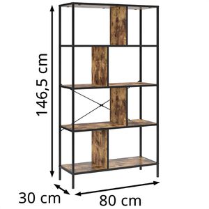 Produktbild für Bücherregal Vicco Fyrk, schwarz / dunkelbraun