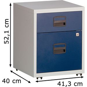 Produktbild für Rollcontainer Bisley-Home PFA, aus Metall, lichtgrau / blau