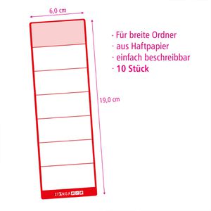 Produktbild für Rückenschilder itenga 33105857, rot
