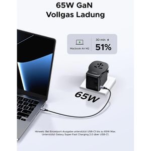Produktbild für Reiseadapter UGREEN Universal GaN 65 W
