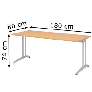 Produktbild für Schreibtisch Hammerbacher B-Serie, buche / silber