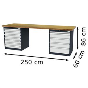 Produktbild für Werkbank Simplaflex CL77H0812W256, lichtgrau