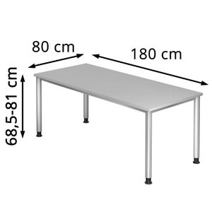 Produktbild für Schreibtisch Hammerbacher H-Serie, lichtgrau / silber