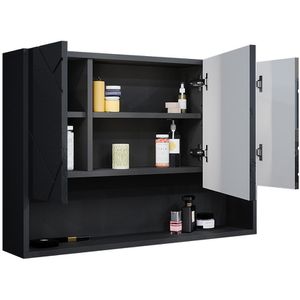 Produktbild für Spiegelschrank Vicco Irma, anthrazit hochglanz