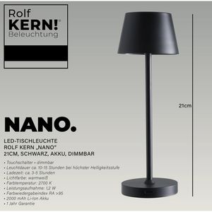 Produktbild für Tischlampe Rolf-Kern Club Nano, schwarz, LED, warmweiß