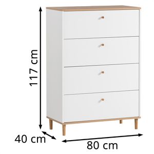 Produktbild für Kommode Schildmeyer Hilda, 701890, mattweiß / artisaneiche