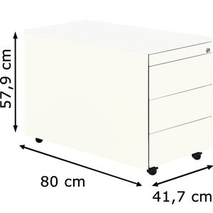 Produktbild für Rollcontainer Mauser line, aus Metall, weiß