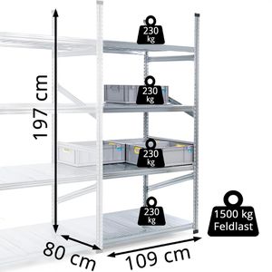 Produktbild für Anbauregal GEWE 810A4R, 4 Metallböden