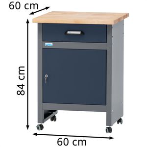 Produktbild für Werkbank Küpper blau, mit Rollen