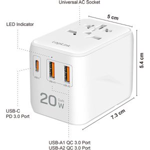 Produktbild für Reiseadapter LogiLink PA0356 20W USB