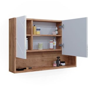 Produktbild für Spiegelschrank Vicco Irma, weiß hochglanz / eiche