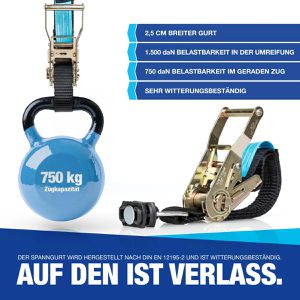 Produktbild für Spanngurt NTG Black, schwarz, mit Airline-Fitting &amp; Ratsche