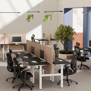 Produktbild für Schreibtisch FlexiSpot EH1W, Doppelarbeitsplatz, schwarz/weiß