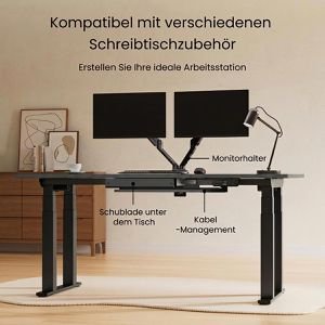 Produktbild für Schreibtisch FlexiSpot E7B Plus, schwarz / schwarz