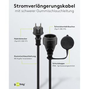 Produktbild für Verlängerungskabel Goobay 71475, für außen IP44